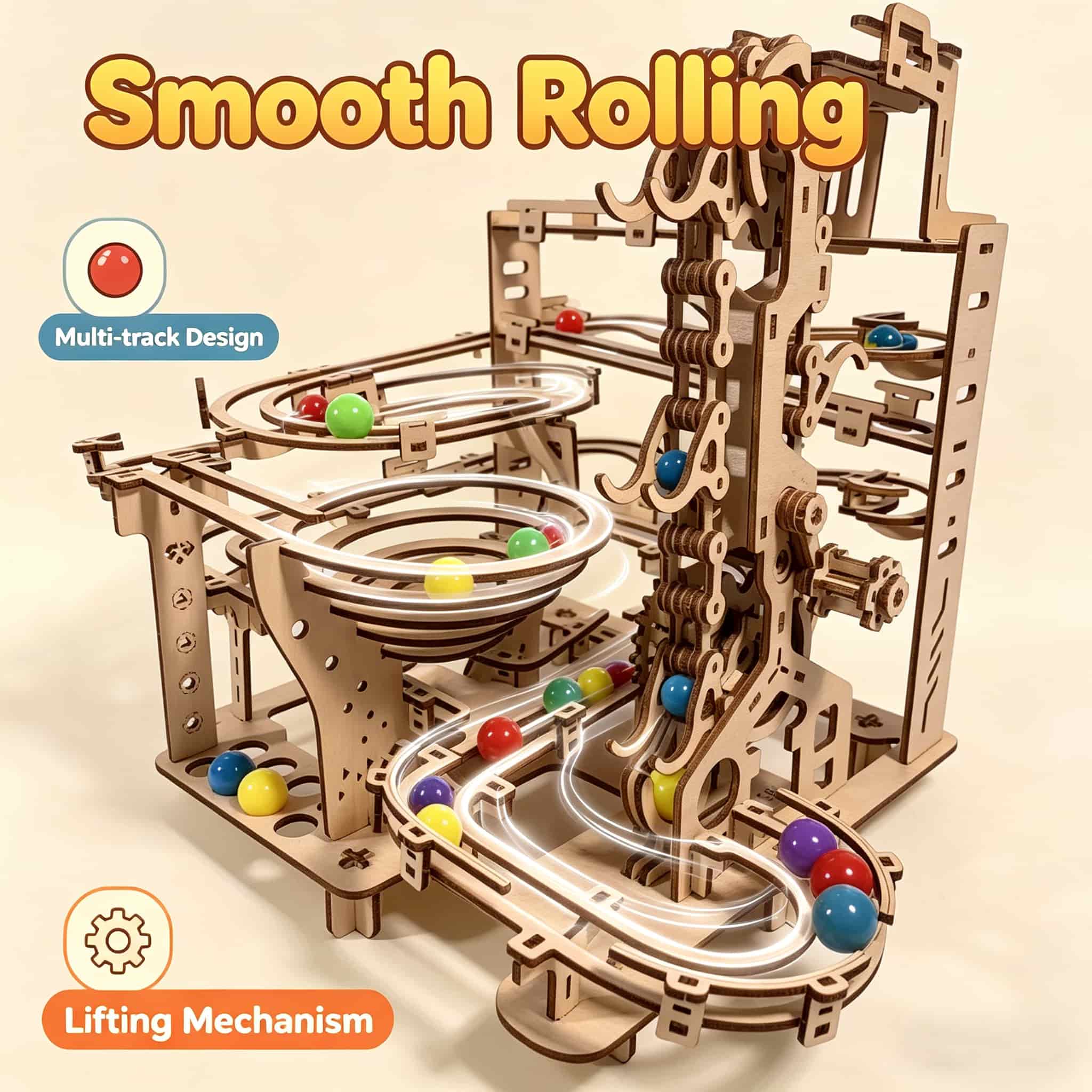 Mechanical Marble Run 3D Woode - đánh giá và giá Running Gear Track